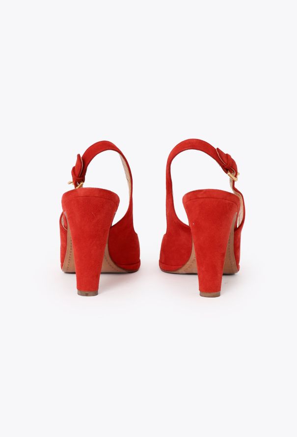 Hermès Suede Buckle Slingbacks - 4