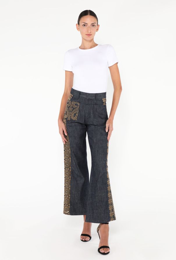 Dior 2024 Embroidered Wide-Leg Jeans - 3
