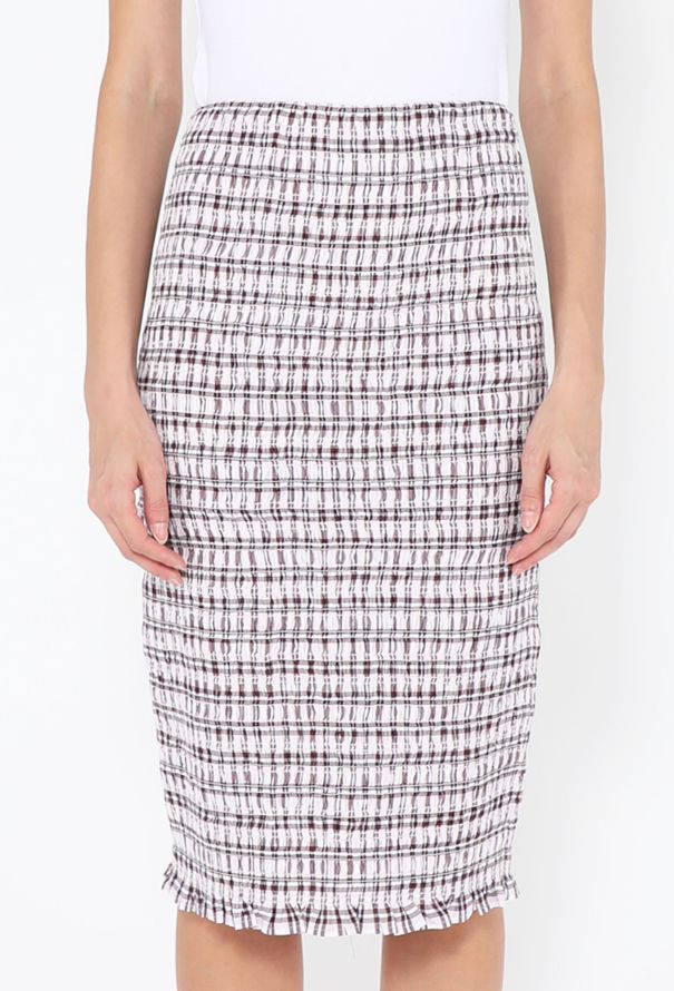 Prada Gingham Smocked Cotton Skirt, 2024 - 3