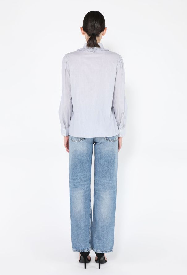 Céline S/S 2020 Pinstripe Prairie Lavallière Blouse - 5