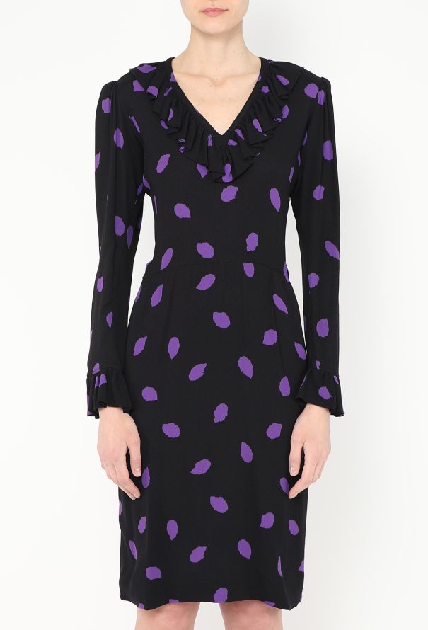 Saint Laurent Vintage Printed Crêpe Dress - 2 Saint Laurent Vintage Printed Crêpe Dress - 2