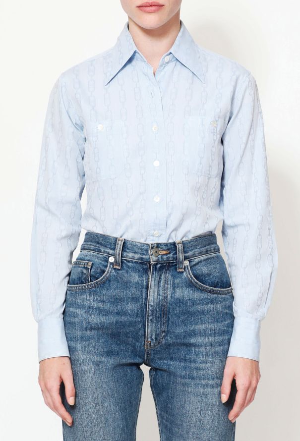 Céline ‘70s Chainlink Triomphe Cotton Shirt - 2