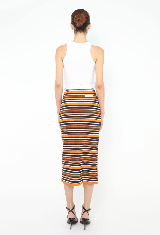 Prada Striped Ribbed Logo Skirt - 4 Prada Striped Ribbed Logo Skirt - 4