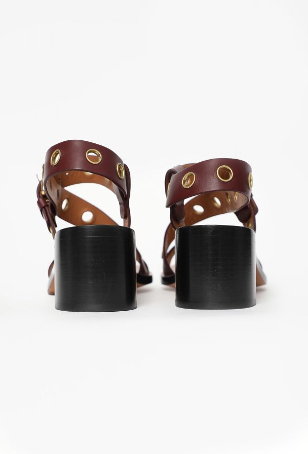Céline Leather Eyelet Sandals - 4