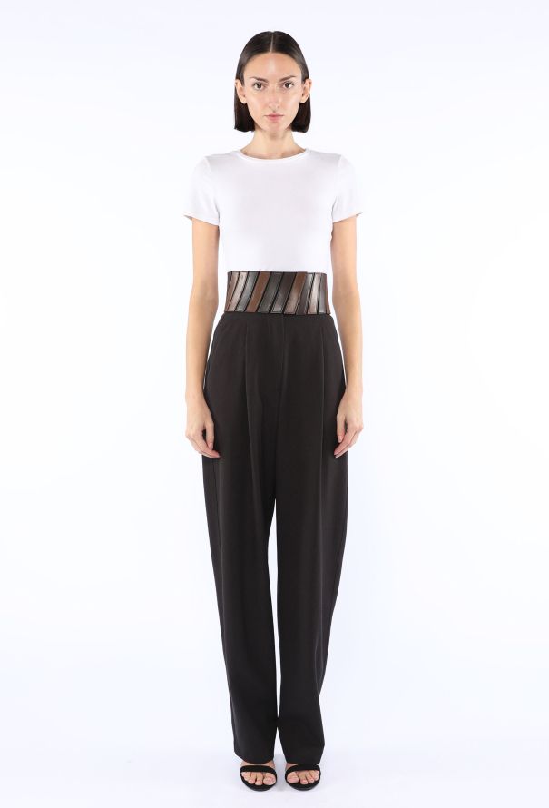 Alaïa Pleated Leather Trim Trousers, Resort 2026 - 3