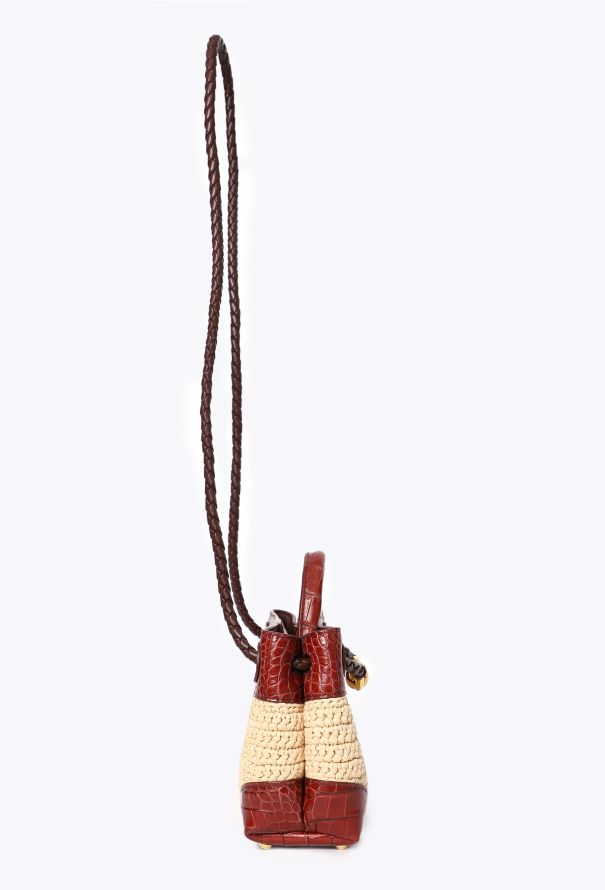 Bottega Veneta Mini Alligator & Raffia Andiamo Bag, 2026 - 5