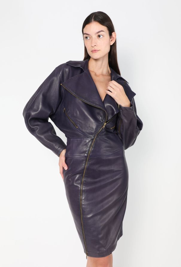 Alaïa ULTRA RARE S/S 1986 Leather Biker Dress - 4