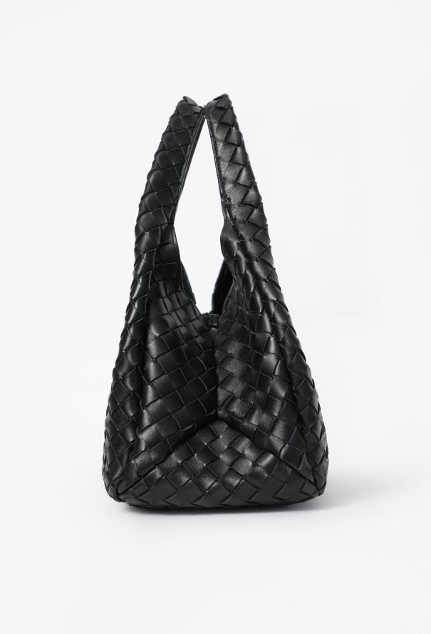 Bottega Veneta Campana Black Intrecciato Small Shoulder Bag - 5