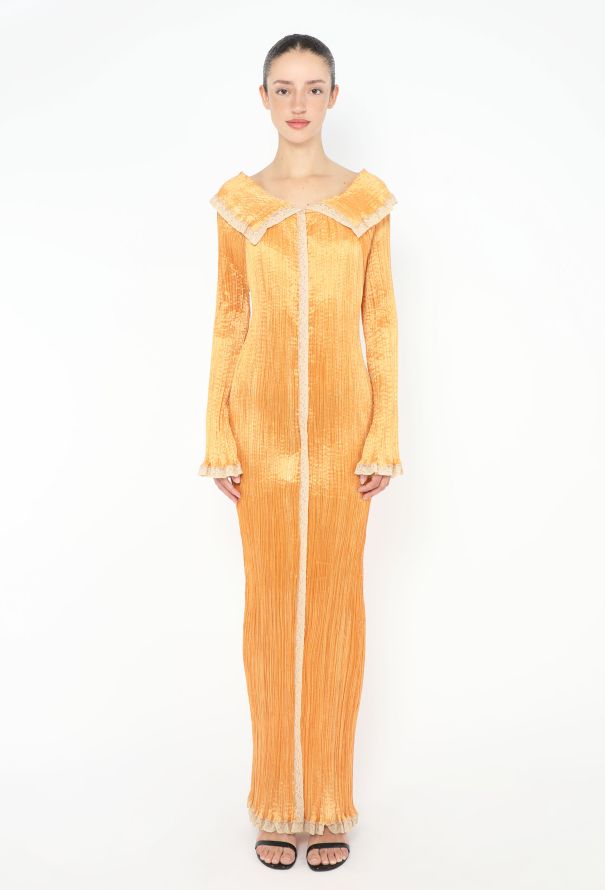 '70s Pleated Lace Trim Dress - 2