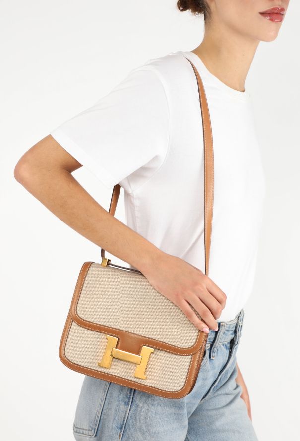 Hermès Vintage Toile & Gold Box Constance 23 - 2