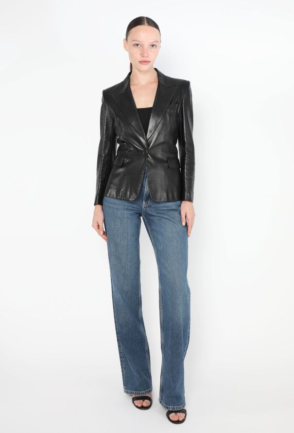 Saint Laurent Vintage Cinched Leather Blazer - 1