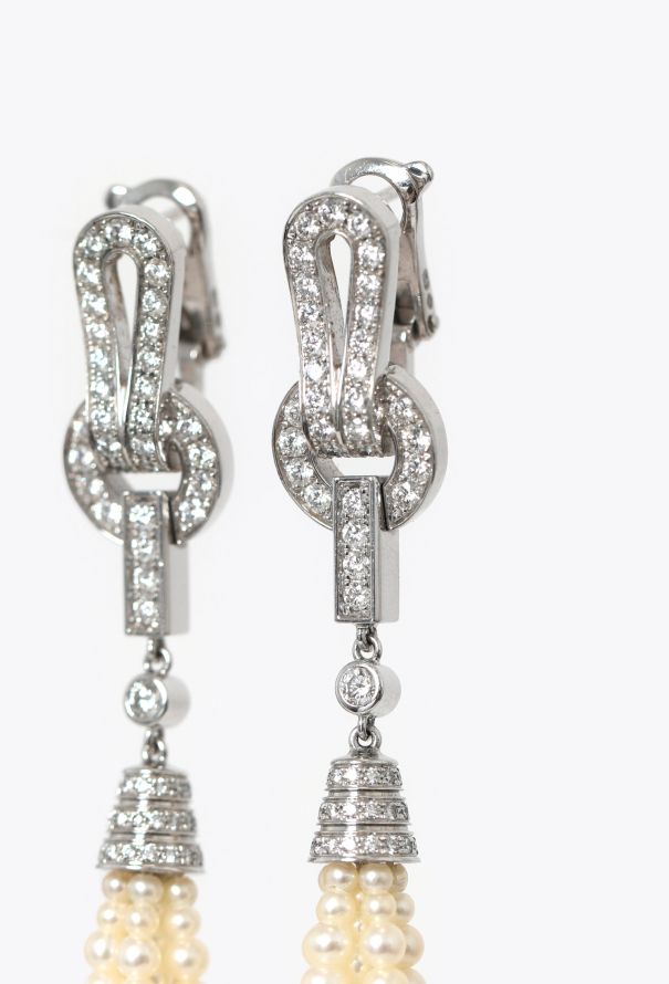 Cartier Agrafe Diamond and Pearl Earrings - 5