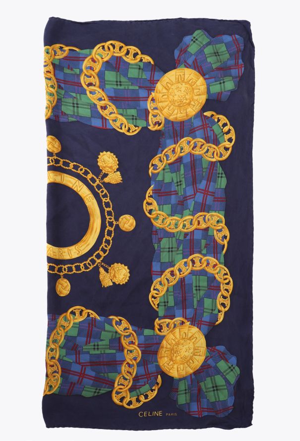 Céline Vintage Chainlink Print Silk Scarf - 3