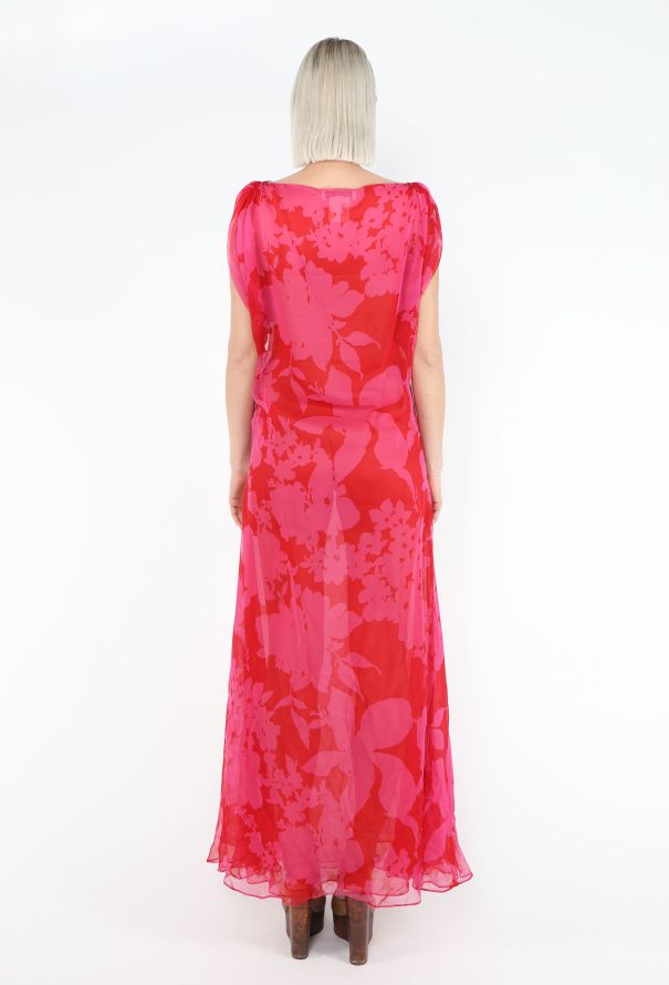 Saint Laurent STUNNING 1997 Elbaz Floral Chiffon Dress - 5