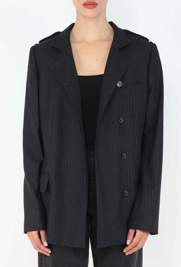 Gucci 2001 Pinstripe High Collar Jacket - 1