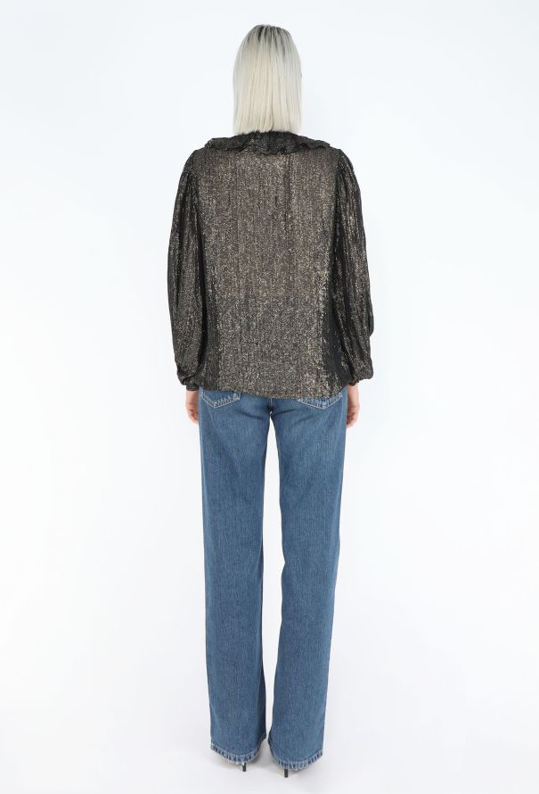 Saint Laurent RARE 1976 Russian Lamé Tassel Blouse - 6