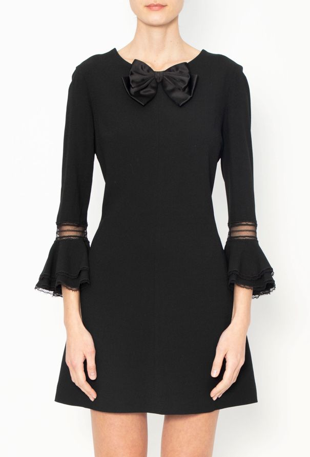 Saint Laurent Bowtie Flared Crêpe Dress - 1