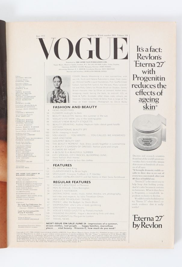 VOGUE UK 1971 Audrey Hepburn Issue Trio - 8 VOGUE UK 1971 Audrey Hepburn Issue Trio - 8