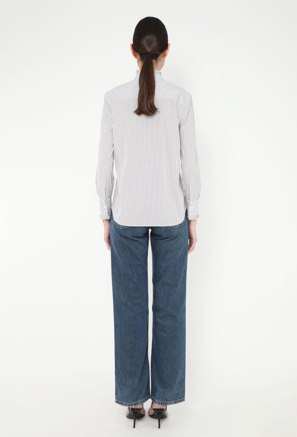 Céline 2019 Ruffled Pinstripe Shirt - 4 Céline 2019 Ruffled Pinstripe Shirt - 4