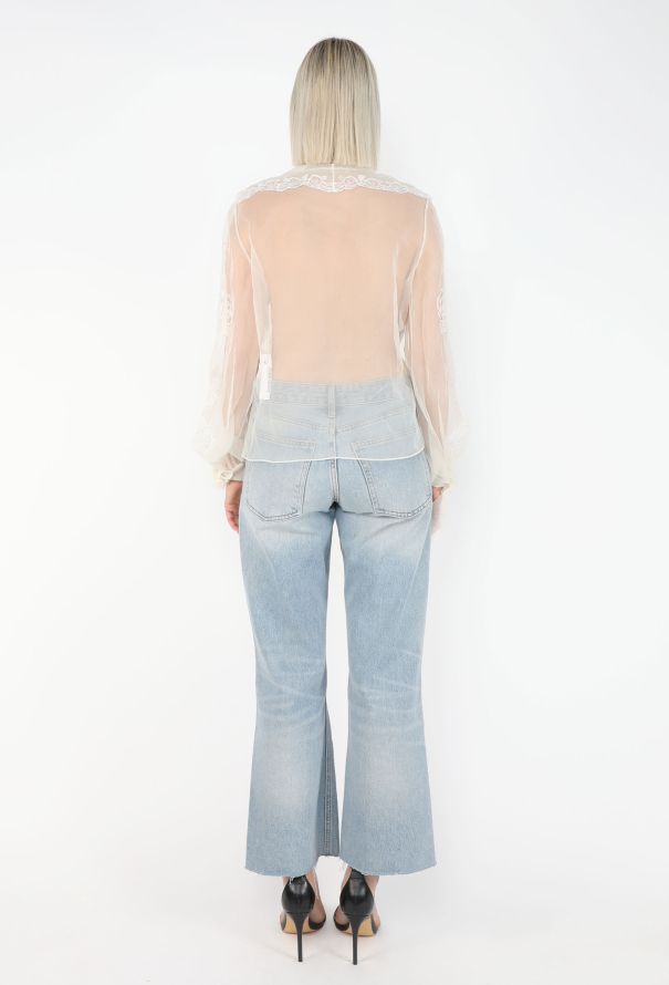 Valentino Ruffled Silk & Lace Blouse - 3