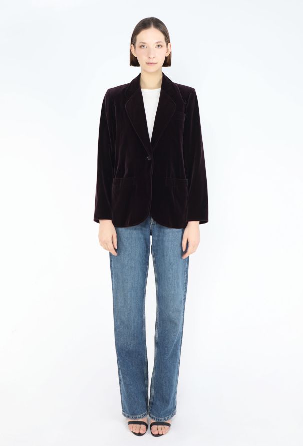 Saint Laurent '70s Burgundy Velvet Blazer - 2