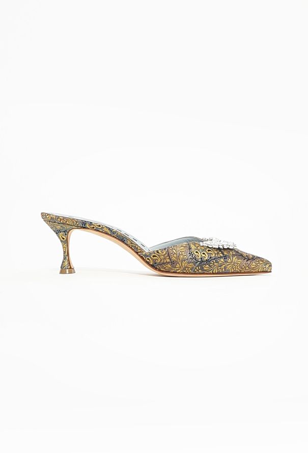 Strass Embellished Brocade Mules Authentique Vintage ReSee