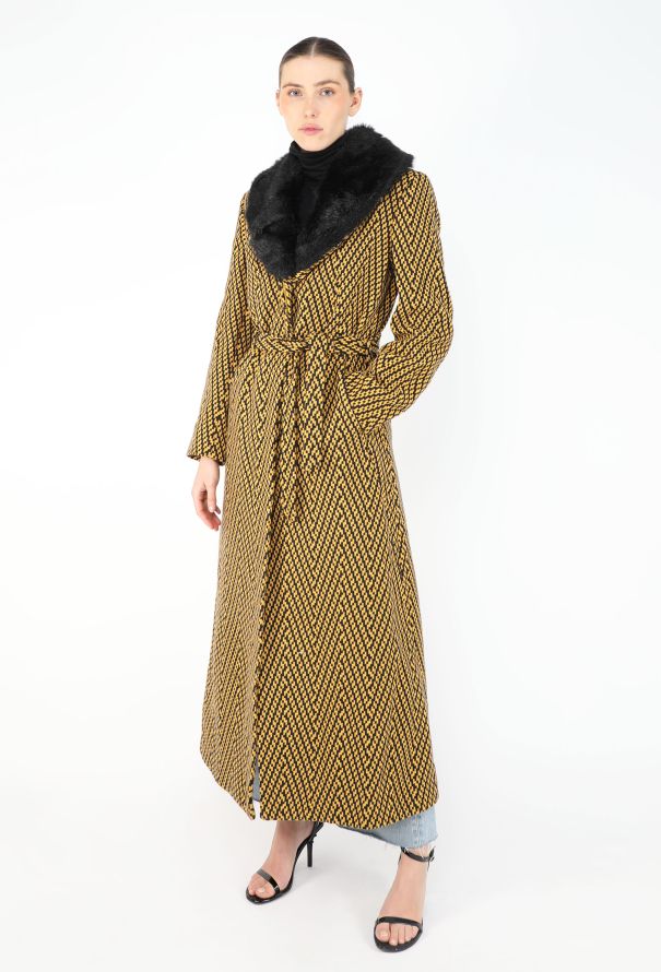 Versace '90s Chevron Belted Coat - 1