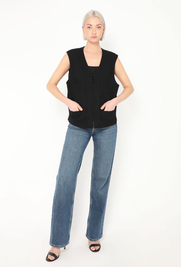 Yohji Yamamoto 1993 Embroidered Felted Vest - 4 Yohji Yamamoto 1993 Embroidered Felted Vest - 4