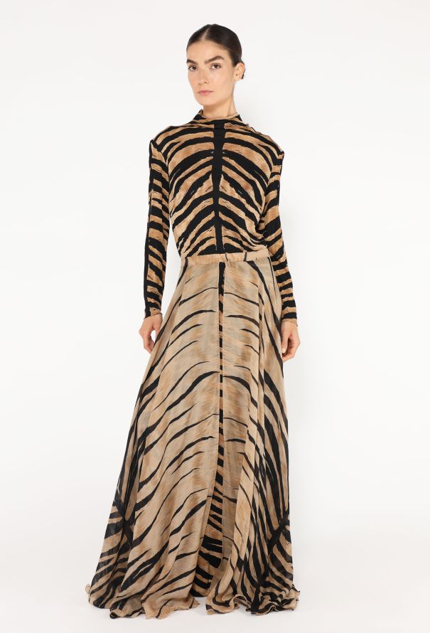 '70s Tiger Printed Overlay Dress - 2