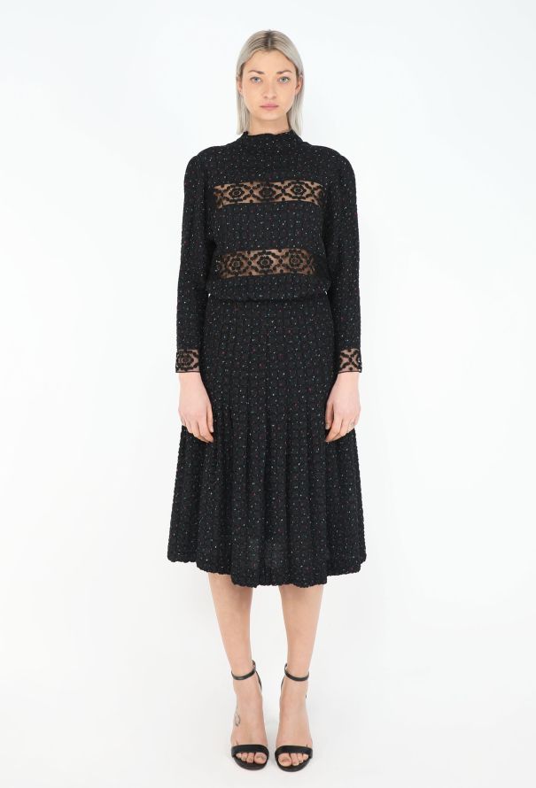 Chloé RARE Fall 1996 Printed Lace Dress Ensemble - 2