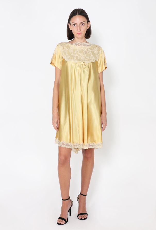 Satin Lace Trim Dress, 1960s - 3