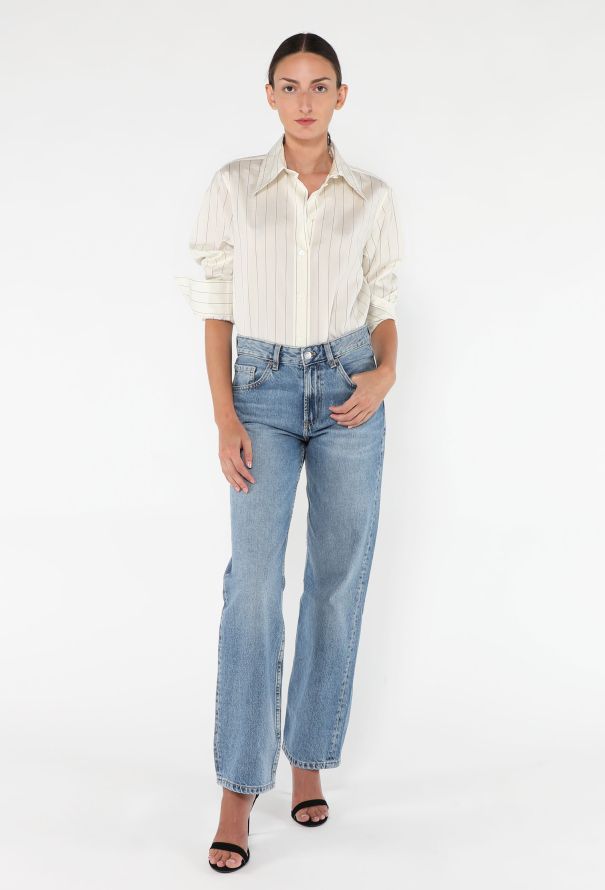 Céline Pinstripe Silk Shirt - 1
