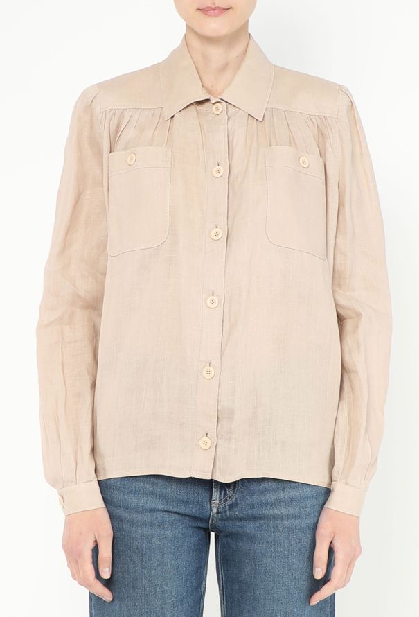 Valentino Vintage Ruched Linen Blouse - 1