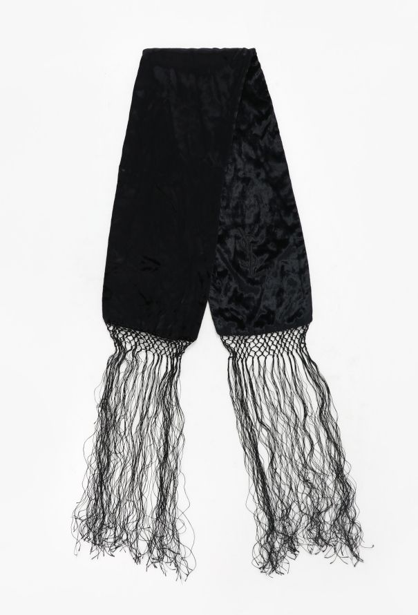 Saint Laurent Tom Ford F/W 2001 Velvet Fringe Scarf - 1