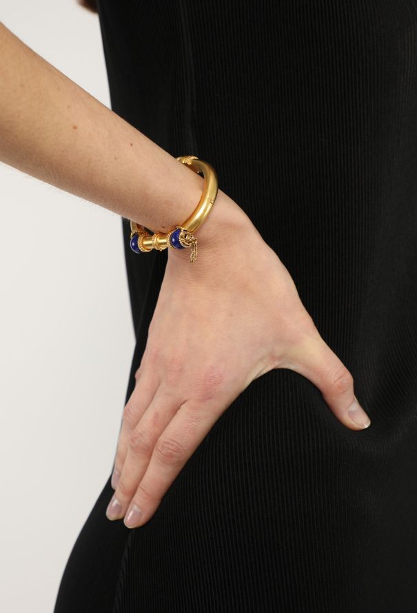 Vintage Fine Jewelry Antique 18k Yellow Gold & Lapis Lazuli Bangle - 4 Vintage Fine Jewelry Antique 18k Yellow Gold & Lapis Lazuli Bangle - 4
