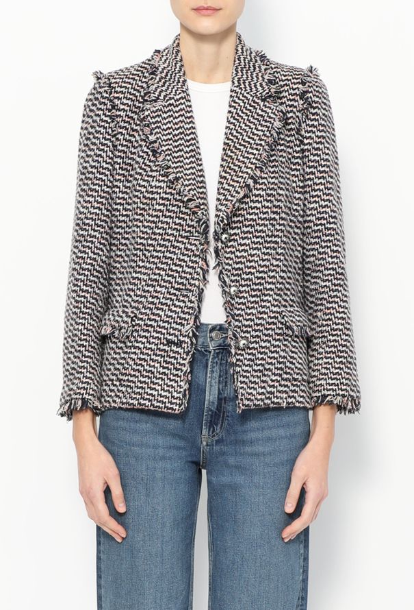 Chanel 2004 Frayed Trim Tweed Jacket - 1