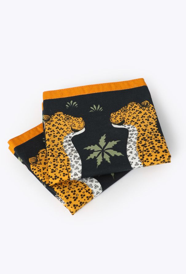 Hermès '80s 'Les Léopards' Placemat and Napkin Set - 4