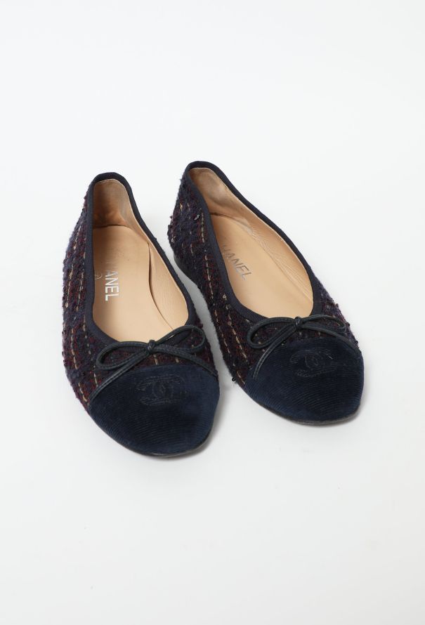 Navy blue Chanel ballerina flats classic style size 38