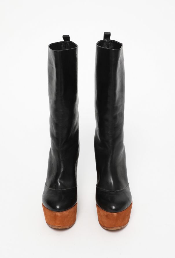 Céline Suede Wedge Leather Boots - 3 Céline Suede Wedge Leather Boots - 3
