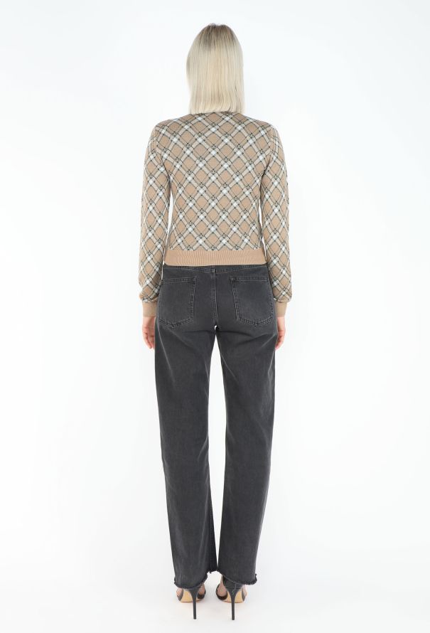 Miu Miu F/W 2020 Checkered Brooch Cardigan - 6