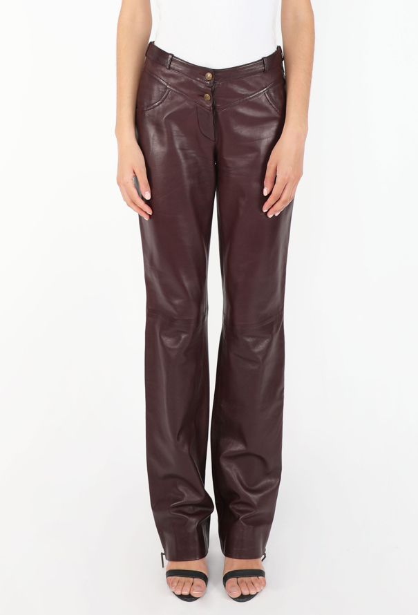 Dior 2004 Burgundy Lambskin Trousers - 3