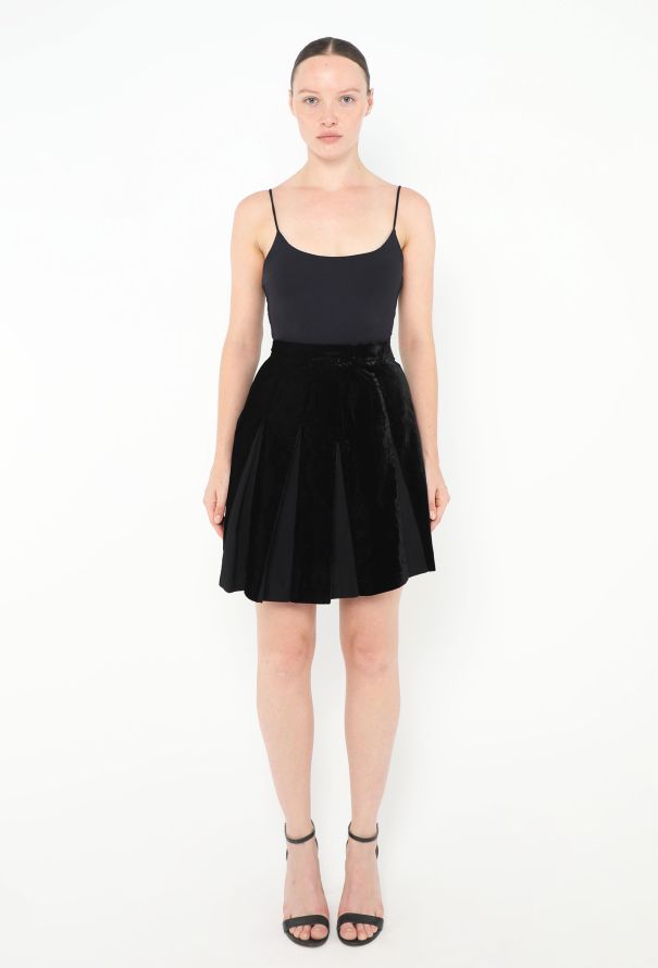 Thierry Mugler '80s Velvet Pleated Skirt - 3
