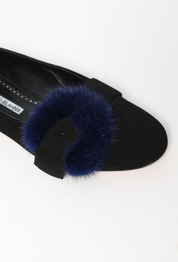Manolo Blahnik 2023 Mink Fur Buckle Flats - 6