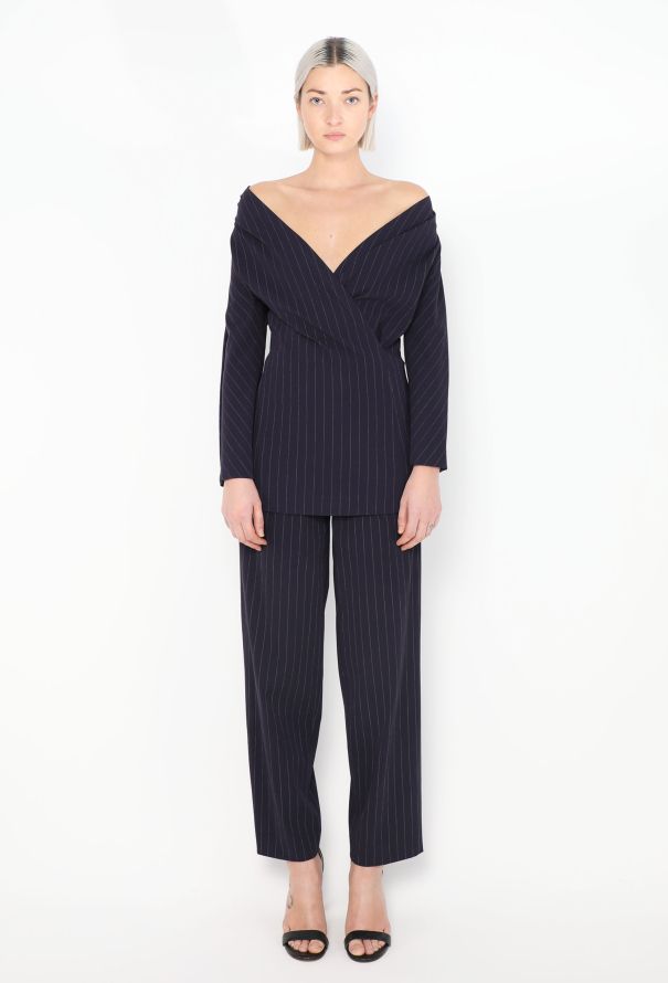 Jean Paul Gaultier Vintage Off-Shoulder Pinstripe Suit - 1