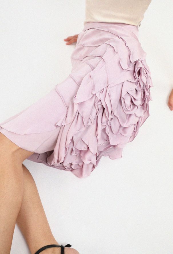 Saint Laurent S/S 2003 Ruched Silk Rose Skirt - 4 Saint Laurent S/S 2003 Ruched Silk Rose Skirt - 4