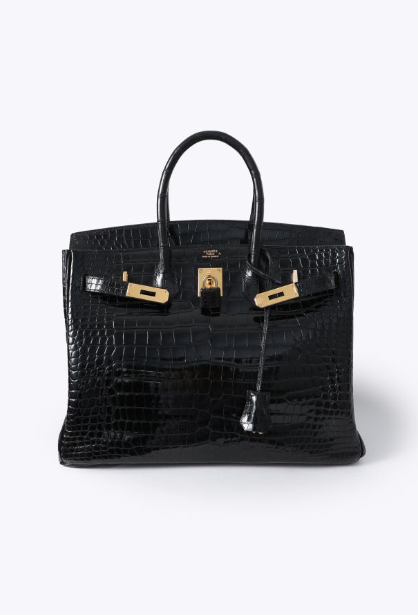 Hermès Exceptional Black Porosus Birkin 35 - 2 Hermès Exceptional Black Porosus Birkin 35 - 2
