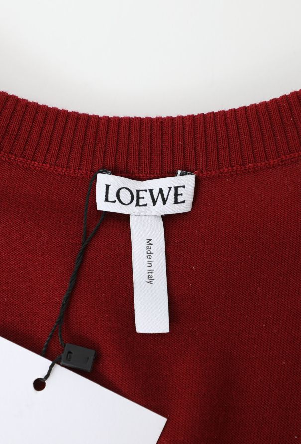 Loewe S/S 2015 Burgundy Leather Trimmed Knit - 5 Loewe S/S 2015 Burgundy Leather Trimmed Knit - 5