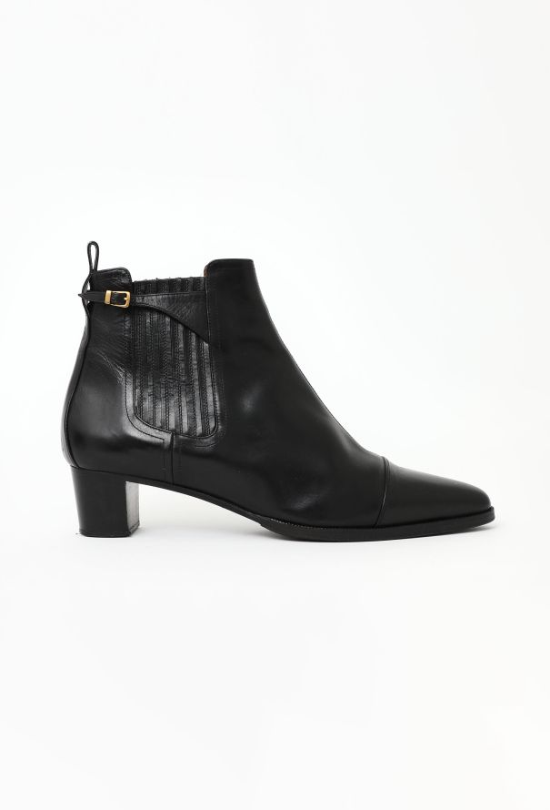 Hermès Buckled Leather Ankle Boots - 1