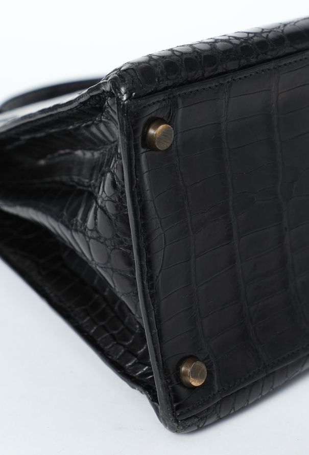 Hermès Rare 1970  Black Porosus Kelly Sellier 35 - 11
