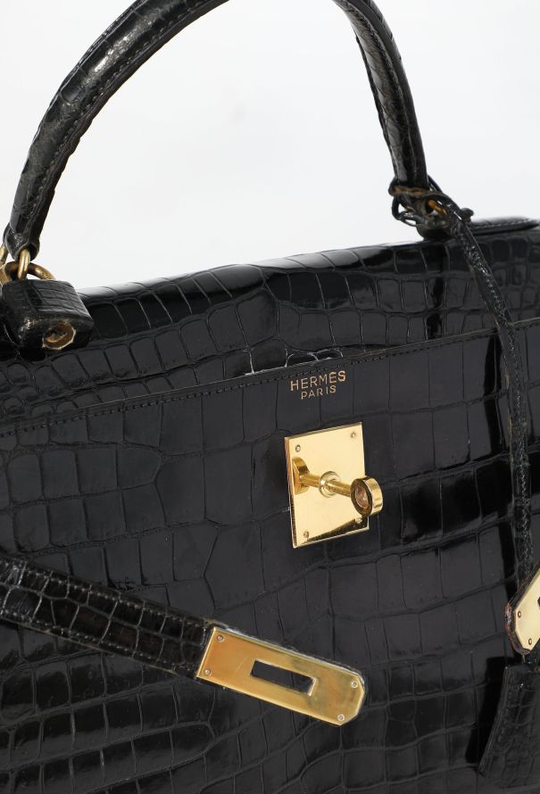Hermès '60s Black Porosus Kelly Sellier 32 - 14